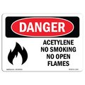 Signmission OSHA Sign, 12" H, 18" W, Aluminum, Acetylene No Smoking No Open Flames, Landscape, 1218-L-1015 OS-DS-A-1218-L-1015